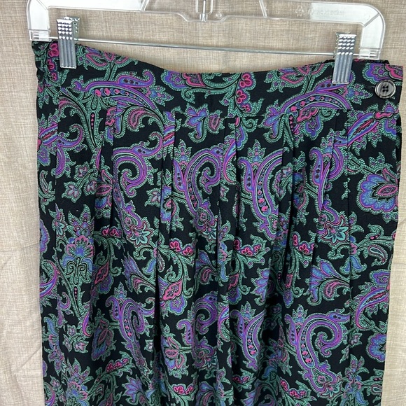 Jos.A.Bank Vintage Women’s 8 Paisley Print Midi Length Pocket Pleated Skirt - Picture 4 of 7